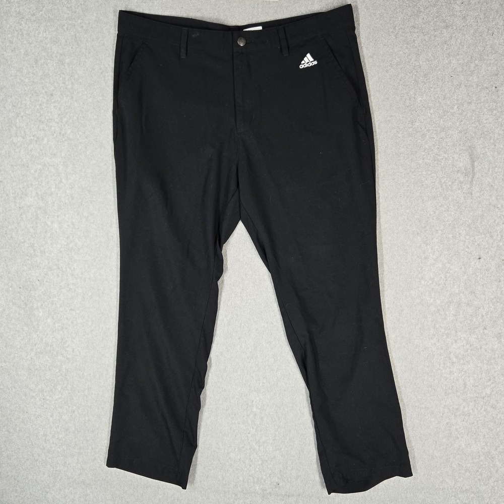 Adidas Men Pants 36X30 Black Chino Golf Logo Straight Leg Pockets 29" Inseam